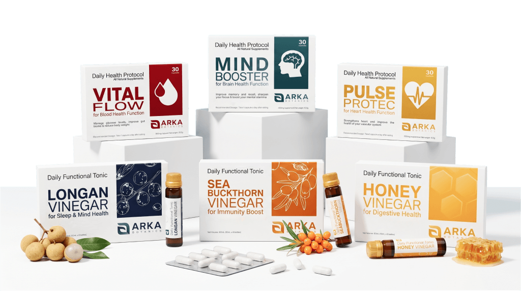 Arka complete wellness product range — supplements and functional tonics